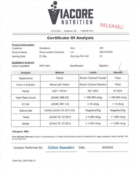2lb 100% Whey Isolate Chocolate - 31 servings